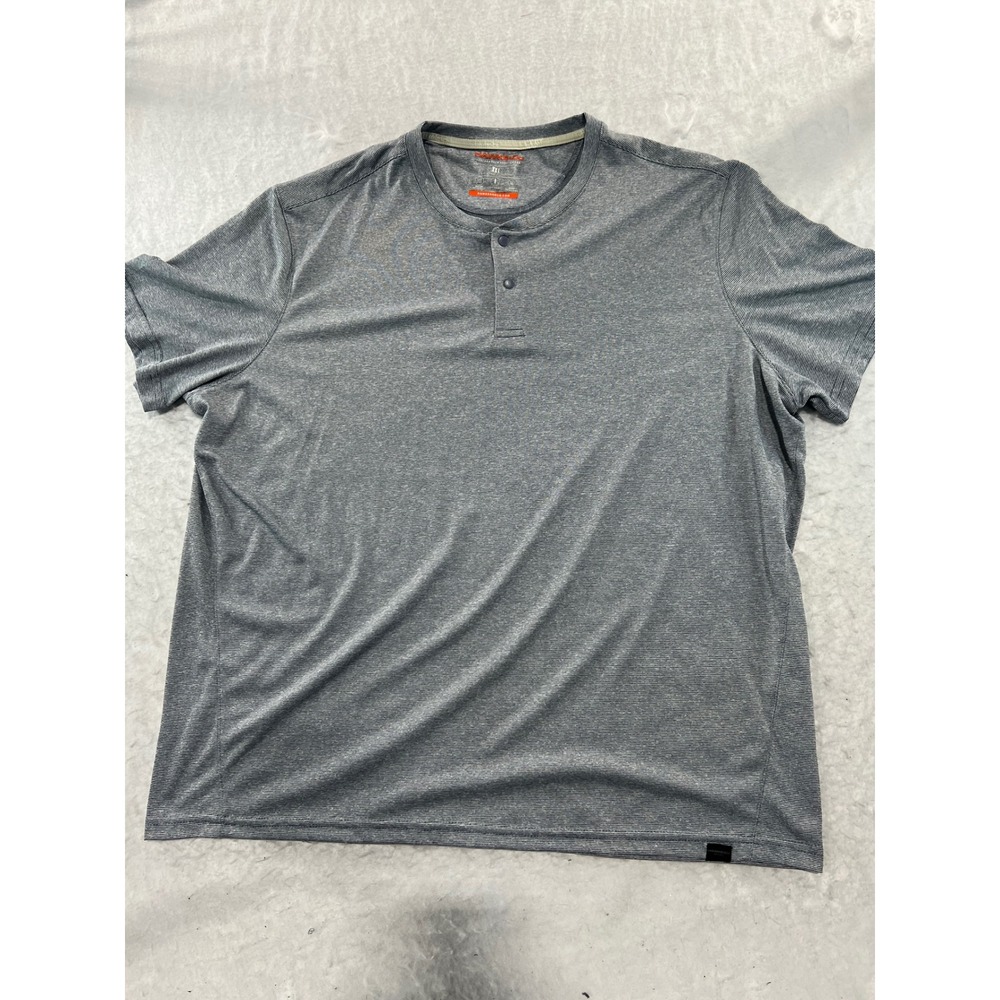 Hawke & Co Mens XXL Grey Performance Henley Shirt Water Resistant Micro Stripe